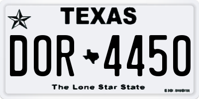 TX license plate DOR4450