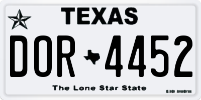 TX license plate DOR4452
