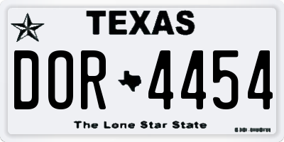 TX license plate DOR4454