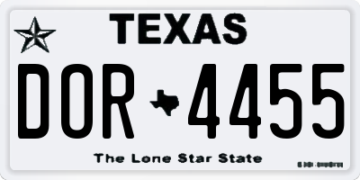 TX license plate DOR4455