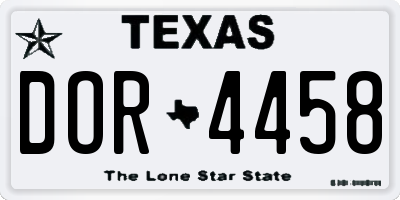 TX license plate DOR4458
