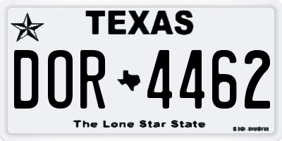 TX license plate DOR4462
