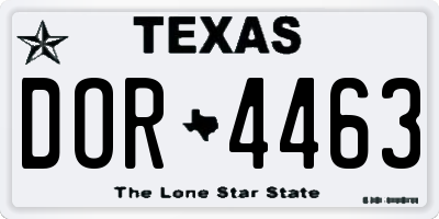 TX license plate DOR4463