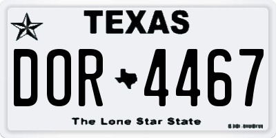 TX license plate DOR4467