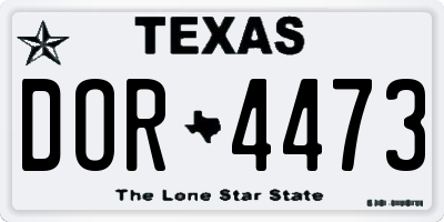 TX license plate DOR4473