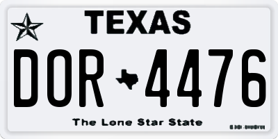 TX license plate DOR4476