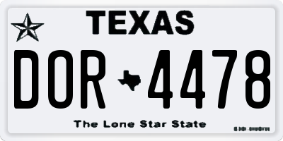 TX license plate DOR4478