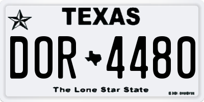 TX license plate DOR4480