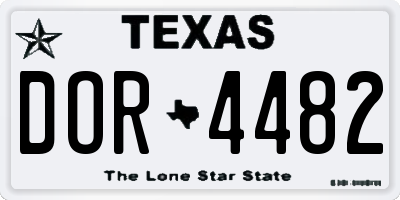 TX license plate DOR4482