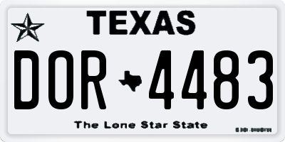 TX license plate DOR4483