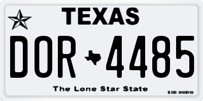 TX license plate DOR4485