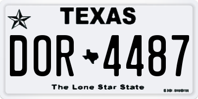 TX license plate DOR4487