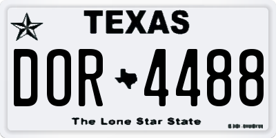 TX license plate DOR4488