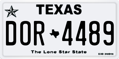 TX license plate DOR4489