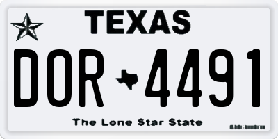 TX license plate DOR4491