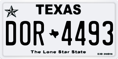 TX license plate DOR4493