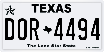 TX license plate DOR4494