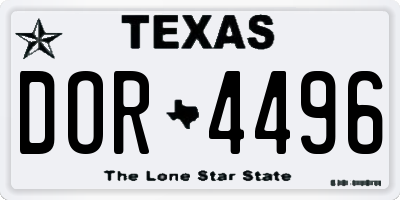 TX license plate DOR4496