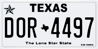 TX license plate DOR4497
