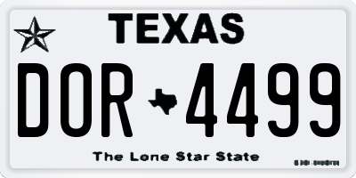 TX license plate DOR4499