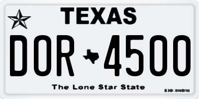 TX license plate DOR4500