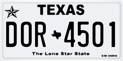 TX license plate DOR4501
