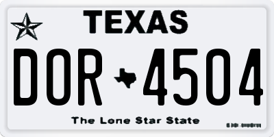 TX license plate DOR4504