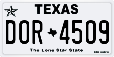 TX license plate DOR4509