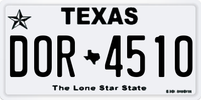 TX license plate DOR4510