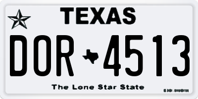 TX license plate DOR4513