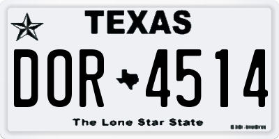 TX license plate DOR4514