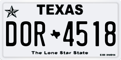 TX license plate DOR4518