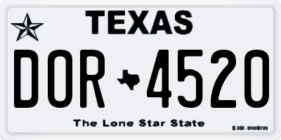 TX license plate DOR4520