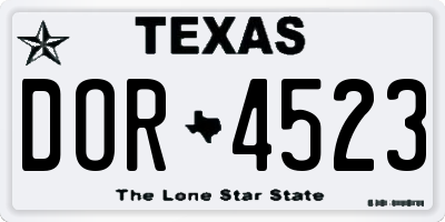 TX license plate DOR4523