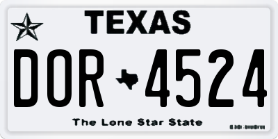 TX license plate DOR4524