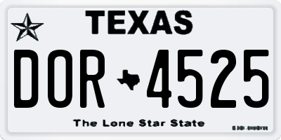 TX license plate DOR4525
