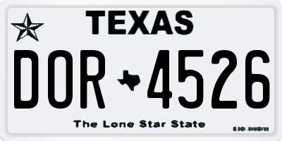 TX license plate DOR4526