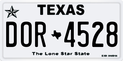 TX license plate DOR4528