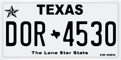 TX license plate DOR4530