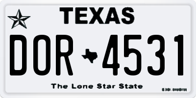 TX license plate DOR4531