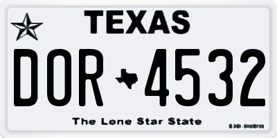 TX license plate DOR4532