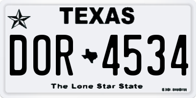 TX license plate DOR4534