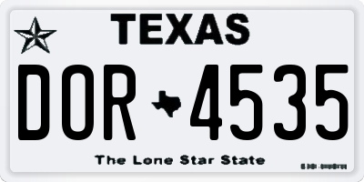 TX license plate DOR4535