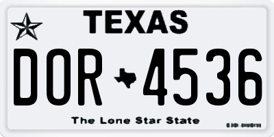 TX license plate DOR4536