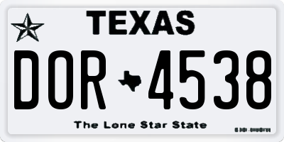 TX license plate DOR4538