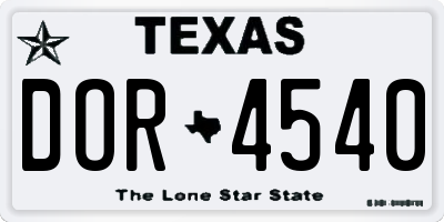 TX license plate DOR4540
