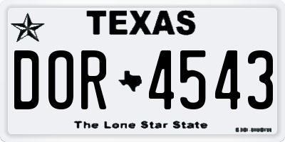 TX license plate DOR4543