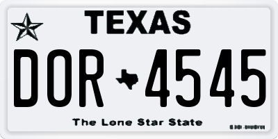 TX license plate DOR4545