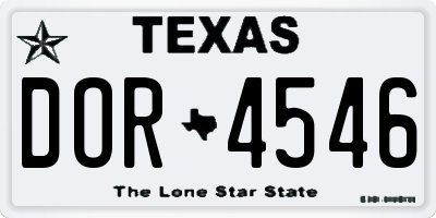 TX license plate DOR4546