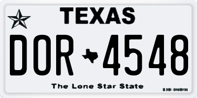 TX license plate DOR4548